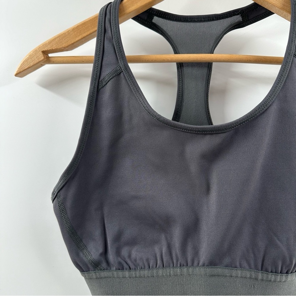 Adidas Women's Charcoal Grey Racerback Sports Bra - Picture 3 of 4